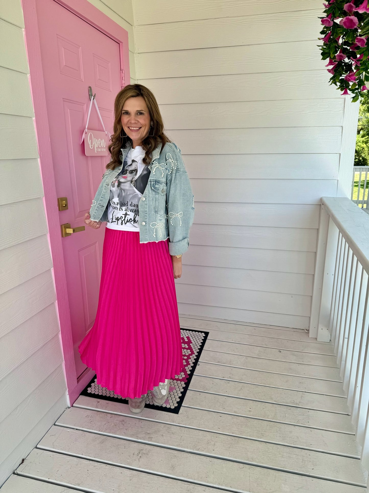 Touch Of Sass Midi Skirt Pink