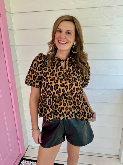 Leopard Bow Top