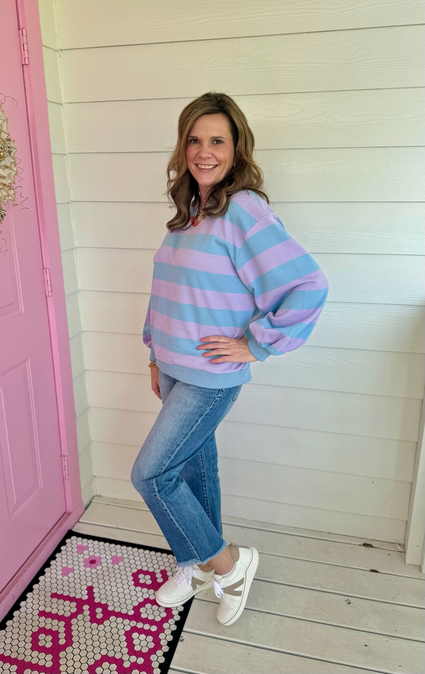 Striped French Terry Pullover