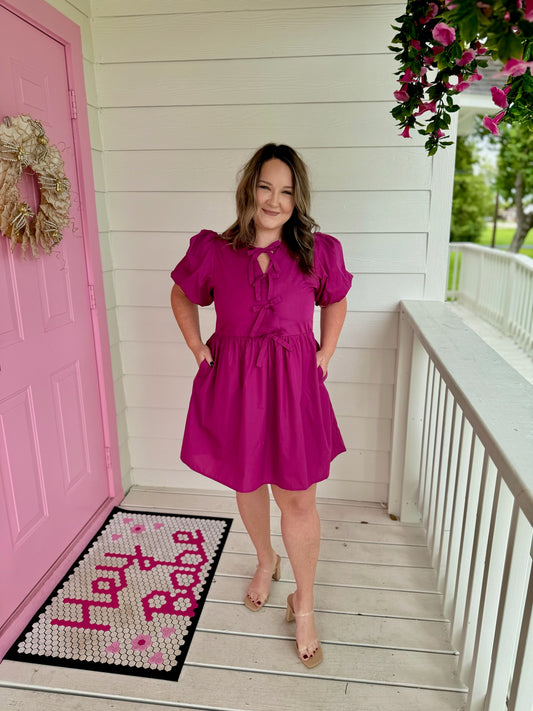 Magenta Bow Tie Dress