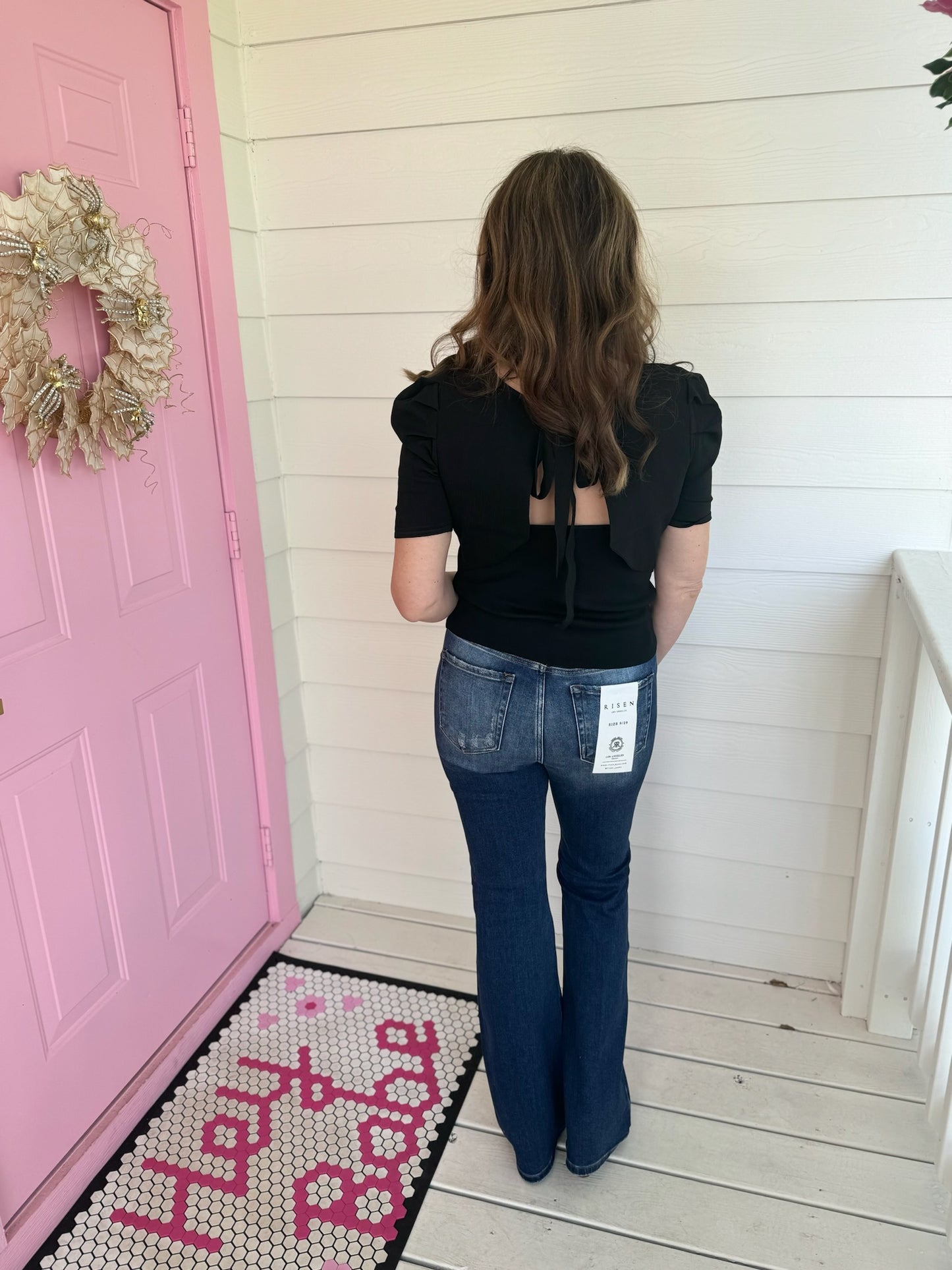 Black Bow Back Top