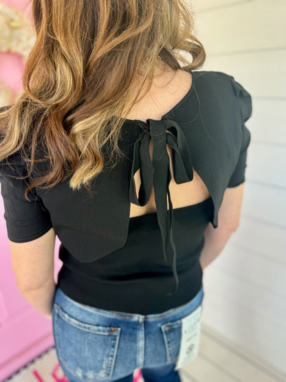 Black Bow Back Top