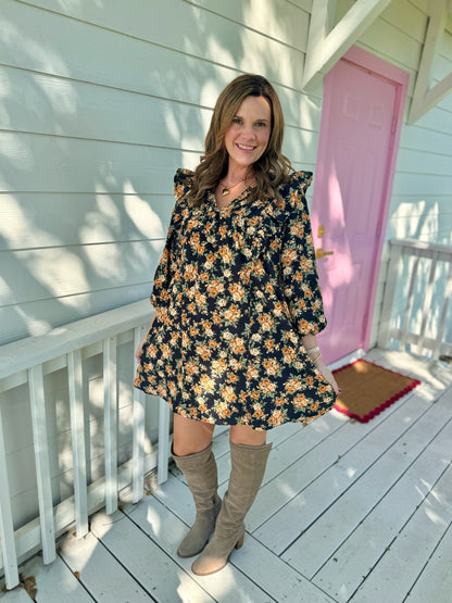 Floral V-Neck Midi Dress