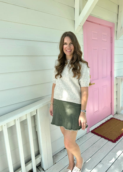 Olive Denim Mini Skort