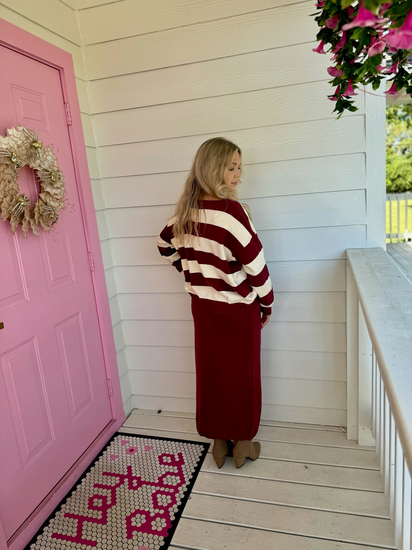 Burgundy Sweater Skirt Set