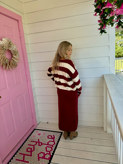 Burgundy Sweater Skirt Set