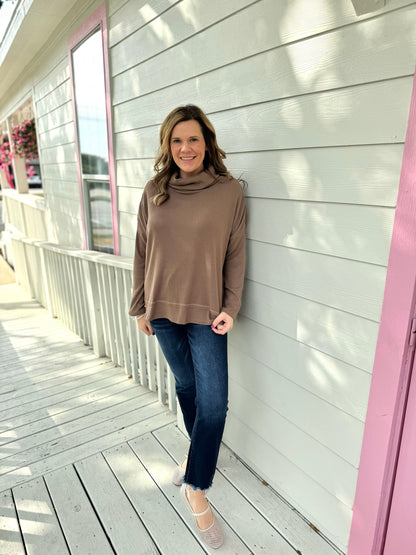 Mocha Cowl Neck Sweater