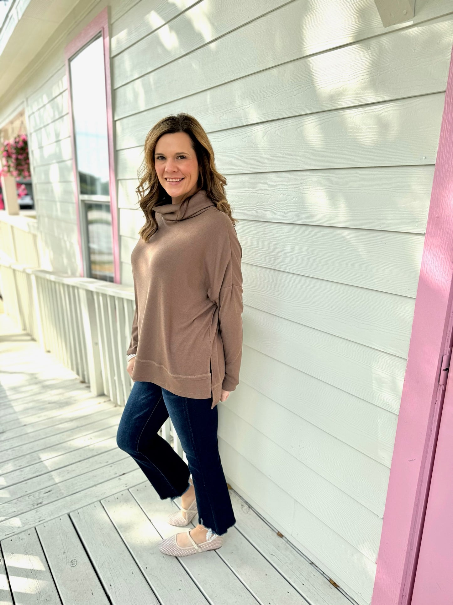 Mocha Cowl Neck Sweater